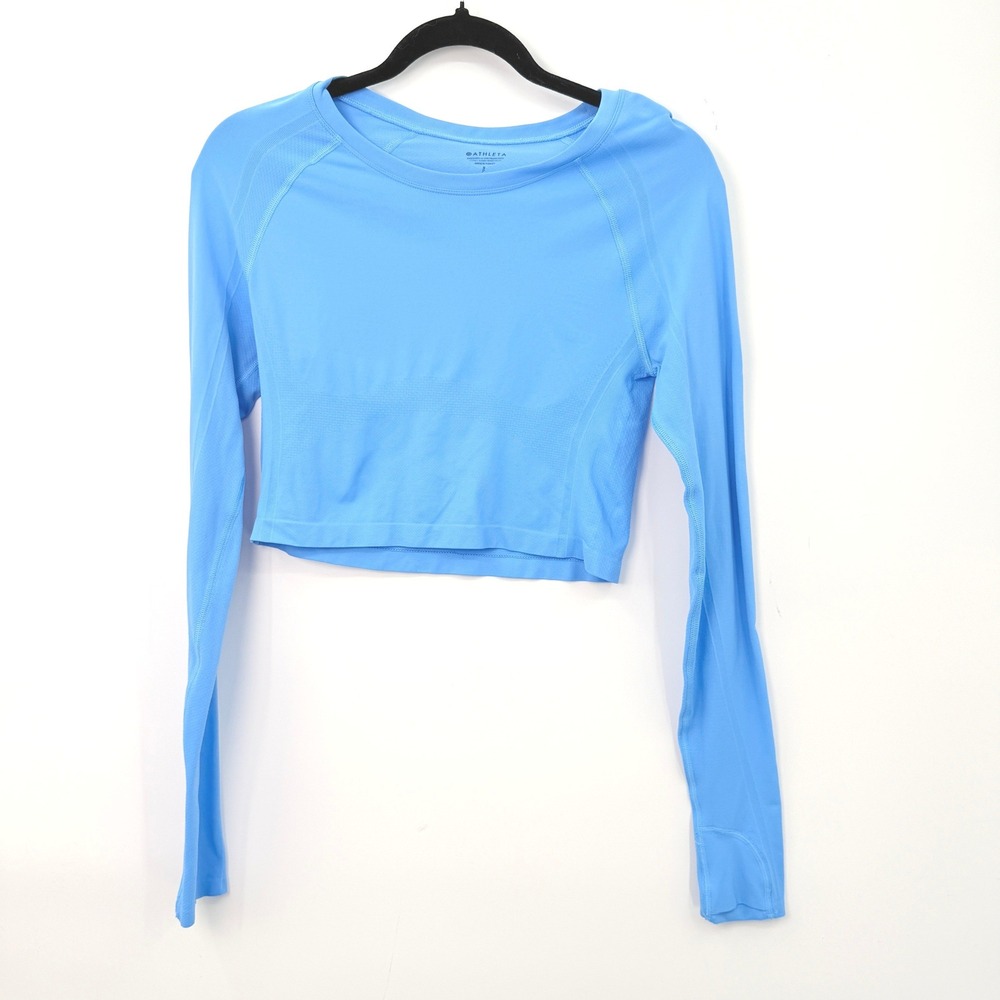 Athleta Momentum Seamless Crop Top Women S Blue Sporty Athleisure Workout